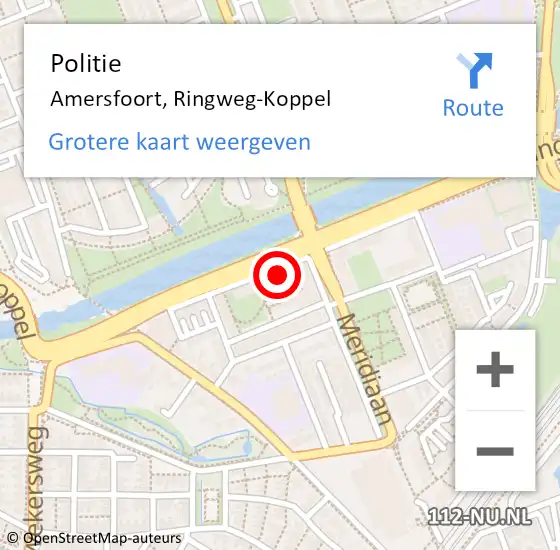 Locatie op kaart van de 112 melding: Politie Amersfoort, Ringweg-Koppel op 29 oktober 2022 15:03