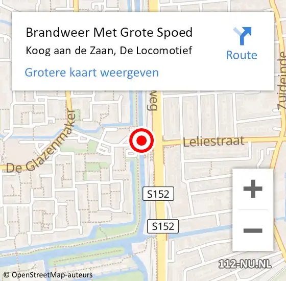 Locatie op kaart van de 112 melding: Brandweer Met Grote Spoed Naar Koog aan de Zaan, De Locomotief op 29 oktober 2022 15:15