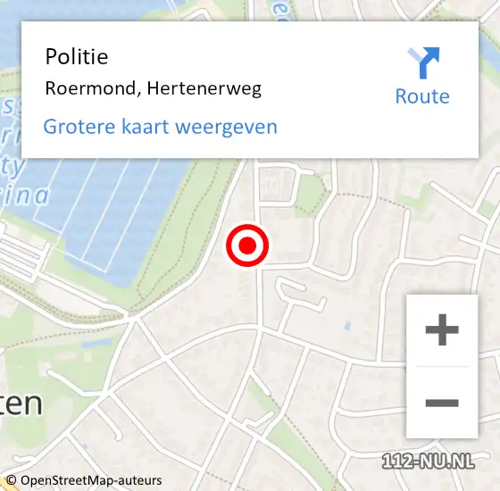 Locatie op kaart van de 112 melding: Politie Roermond, Hertenerweg op 29 oktober 2022 15:21