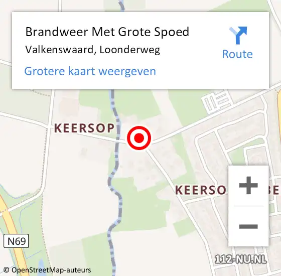 Locatie op kaart van de 112 melding: Brandweer Met Grote Spoed Naar Valkenswaard, Loonderweg op 29 oktober 2022 15:30