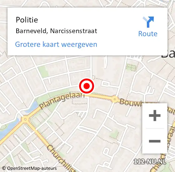 Locatie op kaart van de 112 melding: Politie Barneveld, Narcissenstraat op 29 oktober 2022 15:36