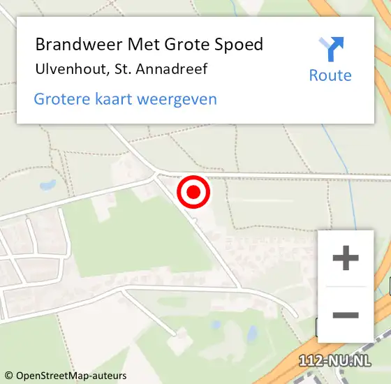 Locatie op kaart van de 112 melding: Brandweer Met Grote Spoed Naar Ulvenhout, St. Annadreef op 29 oktober 2022 15:58