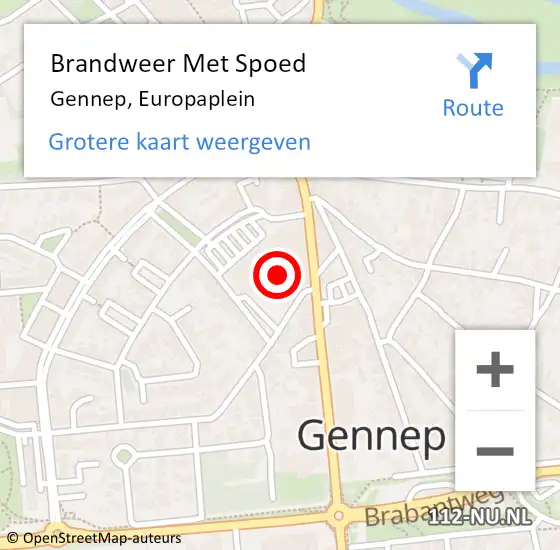 Locatie op kaart van de 112 melding: Brandweer Met Spoed Naar Gennep, Europaplein op 29 oktober 2022 15:59