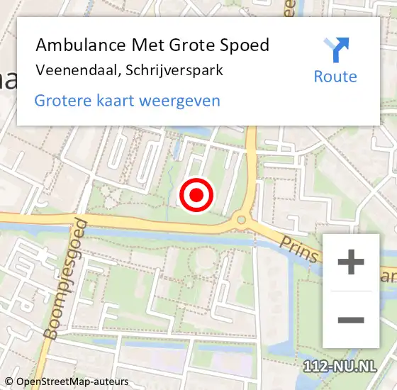 Locatie op kaart van de 112 melding: Ambulance Met Grote Spoed Naar Veenendaal, Schrijverspark op 29 oktober 2022 16:09