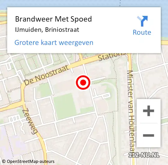 Locatie op kaart van de 112 melding: Brandweer Met Spoed Naar IJmuiden, Briniostraat op 29 oktober 2022 16:12