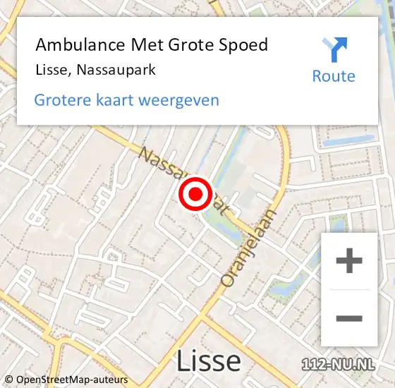 Locatie op kaart van de 112 melding: Ambulance Met Grote Spoed Naar Lisse, Nassaupark op 29 oktober 2022 16:19