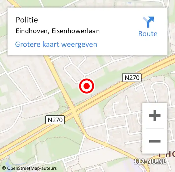 Locatie op kaart van de 112 melding: Politie Eindhoven, Eisenhowerlaan op 29 oktober 2022 16:33
