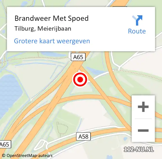 Locatie op kaart van de 112 melding: Brandweer Met Spoed Naar Tilburg, Meierijbaan op 29 oktober 2022 16:36