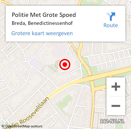 Locatie op kaart van de 112 melding: Politie Met Grote Spoed Naar Breda, Benedictinessenhof op 29 oktober 2022 16:59