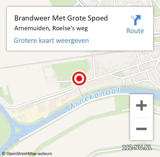Locatie op kaart van de 112 melding: Brandweer Met Grote Spoed Naar Arnemuiden, Roelse's weg op 29 oktober 2022 17:02