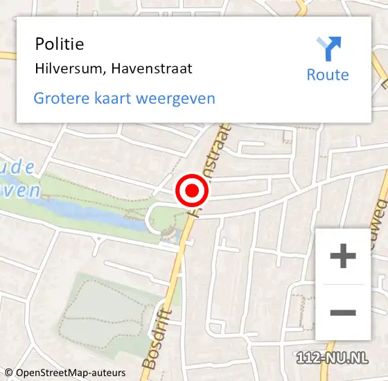 Locatie op kaart van de 112 melding: Politie Hilversum, Havenstraat op 29 oktober 2022 17:10