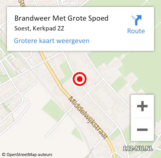 Locatie op kaart van de 112 melding: Brandweer Met Grote Spoed Naar Soest, Kerkpad ZZ op 29 oktober 2022 17:10