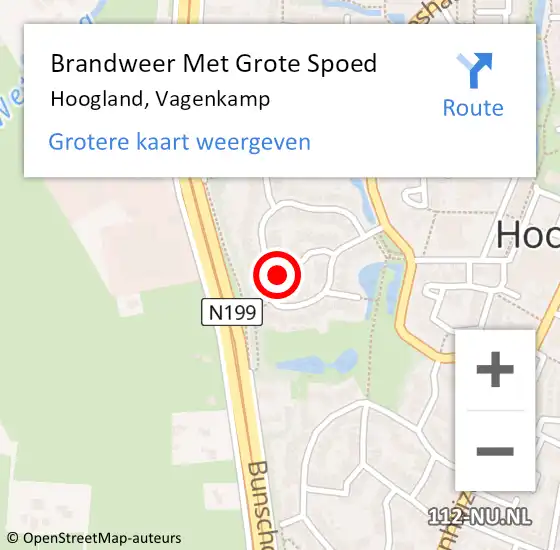 Locatie op kaart van de 112 melding: Brandweer Met Grote Spoed Naar Hoogland, Vagenkamp op 29 oktober 2022 17:33