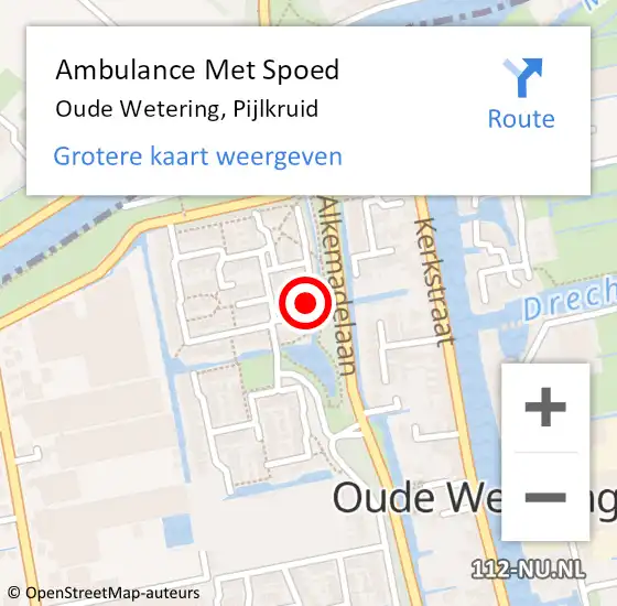 Locatie op kaart van de 112 melding: Ambulance Met Spoed Naar Oude Wetering, Pijlkruid op 29 oktober 2022 17:39