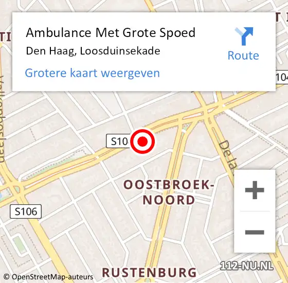 Locatie op kaart van de 112 melding: Ambulance Met Grote Spoed Naar Den Haag, Loosduinsekade op 29 oktober 2022 17:59