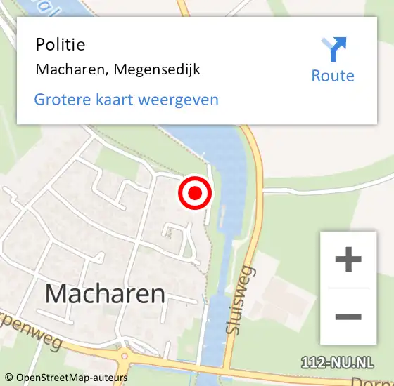 Locatie op kaart van de 112 melding: Politie Macharen, Megensedijk op 29 oktober 2022 18:07