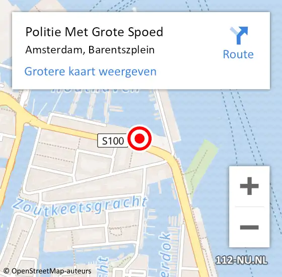 Locatie op kaart van de 112 melding: Politie Met Grote Spoed Naar Amsterdam, Barentszplein op 29 oktober 2022 18:18