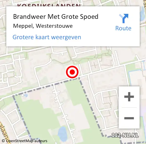 Locatie op kaart van de 112 melding: Brandweer Met Grote Spoed Naar Meppel, Westerstouwe op 29 oktober 2022 18:21