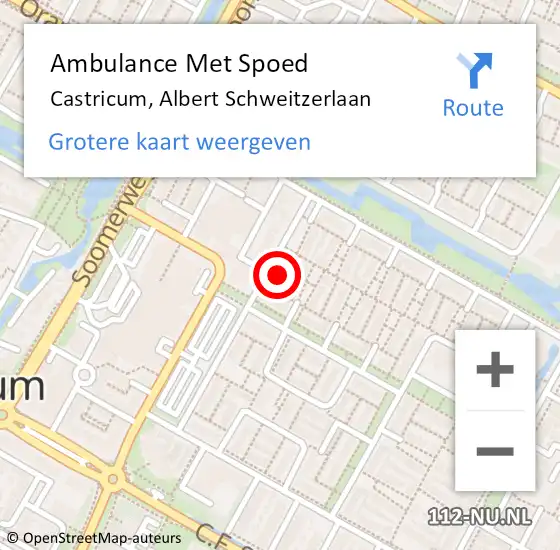 Locatie op kaart van de 112 melding: Ambulance Met Spoed Naar Castricum, Albert Schweitzerlaan op 29 oktober 2022 18:31