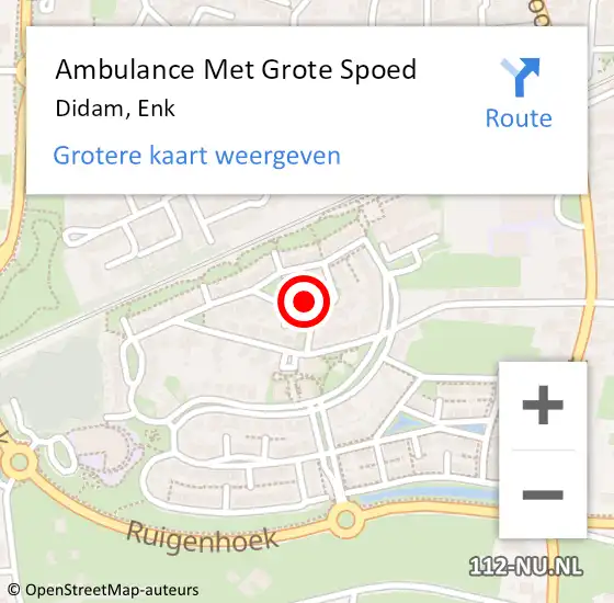 Locatie op kaart van de 112 melding: Ambulance Met Grote Spoed Naar Didam, Enk op 29 oktober 2022 18:45