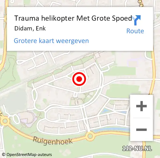 Locatie op kaart van de 112 melding: Trauma helikopter Met Grote Spoed Naar Didam, Enk op 29 oktober 2022 18:46
