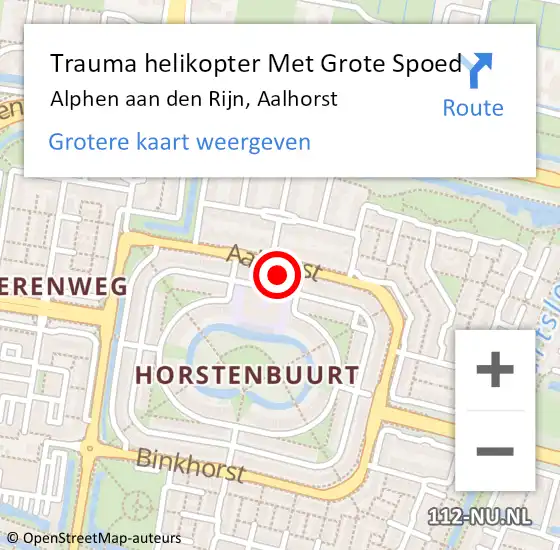 Locatie op kaart van de 112 melding: Trauma helikopter Met Grote Spoed Naar Alphen aan den Rijn, Aalhorst op 29 oktober 2022 19:19