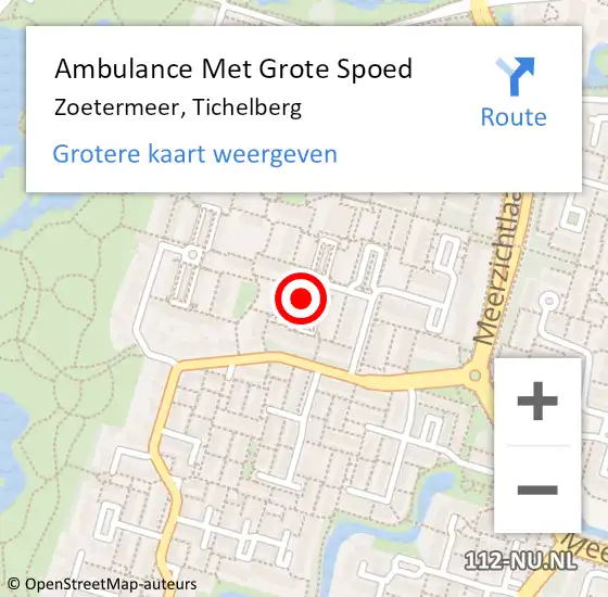 Locatie op kaart van de 112 melding: Ambulance Met Grote Spoed Naar Zoetermeer, Tichelberg op 29 oktober 2022 19:21