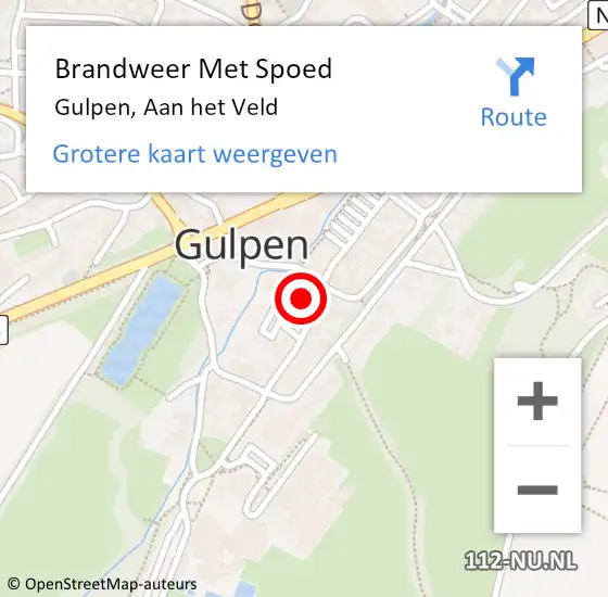 Locatie op kaart van de 112 melding: Brandweer Met Spoed Naar Gulpen, Aan het Veld op 29 oktober 2022 19:24