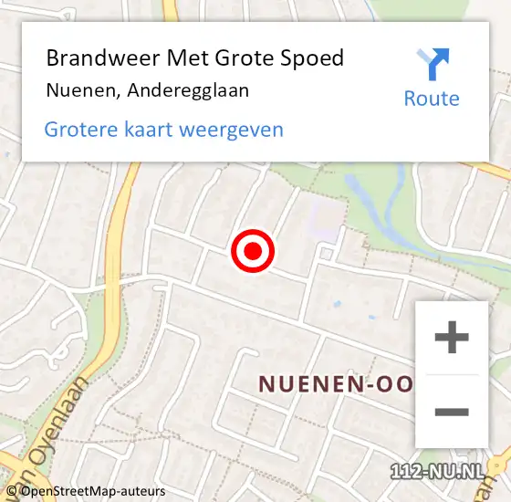 Locatie op kaart van de 112 melding: Brandweer Met Grote Spoed Naar Nuenen, Anderegglaan op 29 oktober 2022 19:31