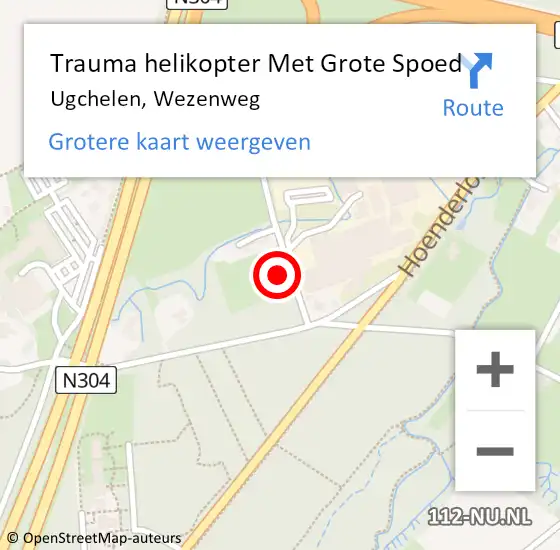 Locatie op kaart van de 112 melding: Trauma helikopter Met Grote Spoed Naar Ugchelen, Wezenweg op 29 oktober 2022 19:38