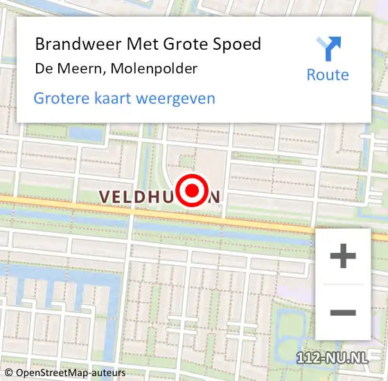 Locatie op kaart van de 112 melding: Brandweer Met Grote Spoed Naar De Meern, Molenpolder op 29 oktober 2022 19:57