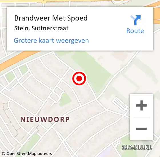 Locatie op kaart van de 112 melding: Brandweer Met Spoed Naar Stein, Suttnerstraat op 29 oktober 2022 19:58