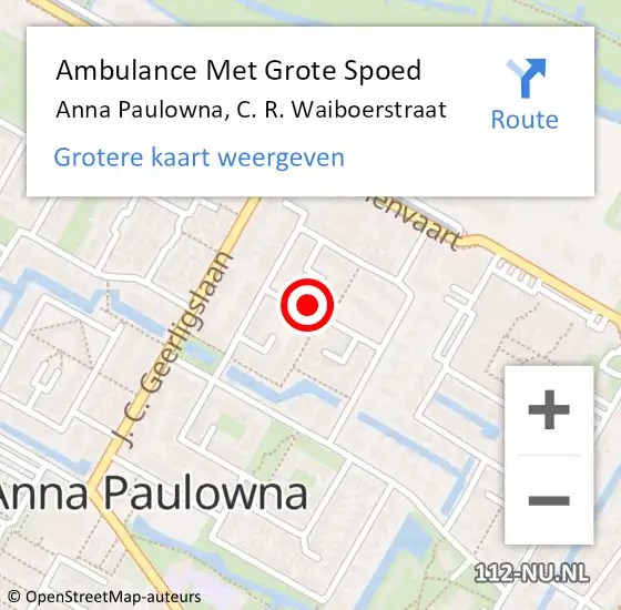 Locatie op kaart van de 112 melding: Ambulance Met Grote Spoed Naar Anna Paulowna, C. R. Waiboerstraat op 29 oktober 2022 19:59