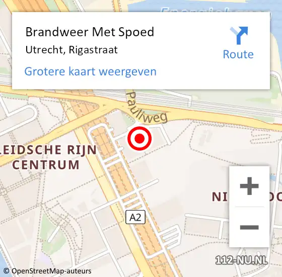 Locatie op kaart van de 112 melding: Brandweer Met Spoed Naar Utrecht, Rigastraat op 29 oktober 2022 20:41