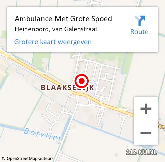 Locatie op kaart van de 112 melding: Ambulance Met Grote Spoed Naar Heinenoord, van Galenstraat op 29 oktober 2022 20:45