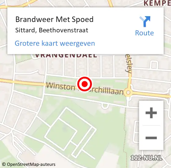 Locatie op kaart van de 112 melding: Brandweer Met Spoed Naar Sittard, Beethovenstraat op 29 oktober 2022 21:28