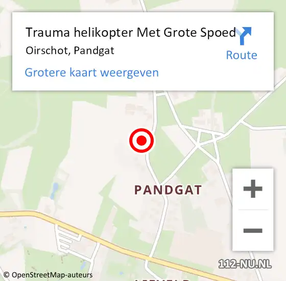 Locatie op kaart van de 112 melding: Trauma helikopter Met Grote Spoed Naar Oirschot, Pandgat op 29 oktober 2022 21:45