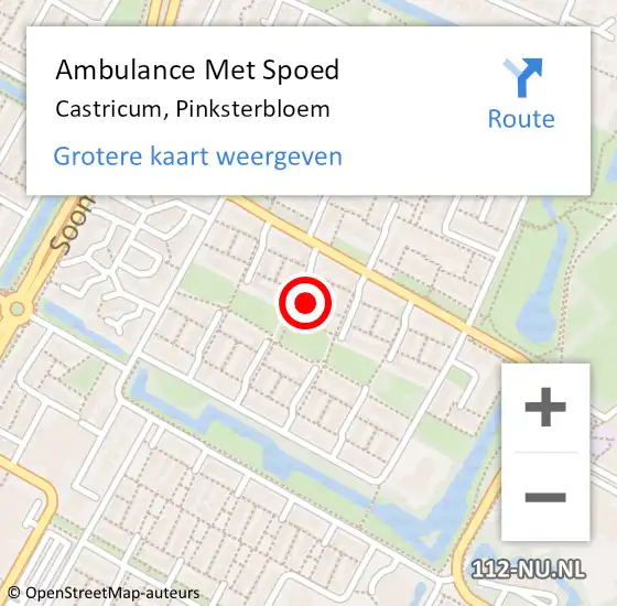 Locatie op kaart van de 112 melding: Ambulance Met Spoed Naar Castricum, Pinksterbloem op 29 oktober 2022 21:55