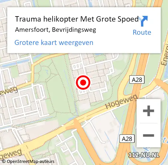 Locatie op kaart van de 112 melding: Trauma helikopter Met Grote Spoed Naar Amersfoort, Bevrijdingsweg op 29 oktober 2022 22:20