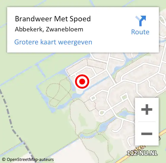 Locatie op kaart van de 112 melding: Brandweer Met Spoed Naar Abbekerk, Zwanebloem op 29 oktober 2022 22:22