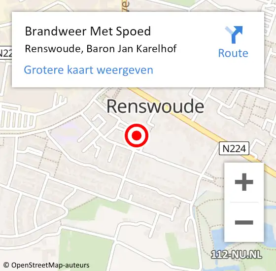 Locatie op kaart van de 112 melding: Brandweer Met Spoed Naar Renswoude, Baron Jan Karelhof op 29 oktober 2022 23:01