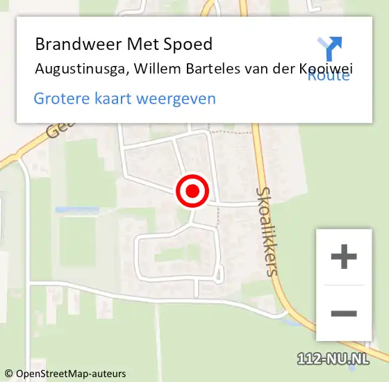 Locatie op kaart van de 112 melding: Brandweer Met Spoed Naar Augustinusga, Willem Barteles van der Kooiwei op 29 oktober 2022 23:22