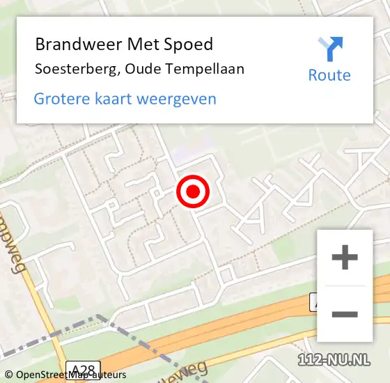 Locatie op kaart van de 112 melding: Brandweer Met Spoed Naar Soesterberg, Oude Tempellaan op 29 oktober 2022 23:25