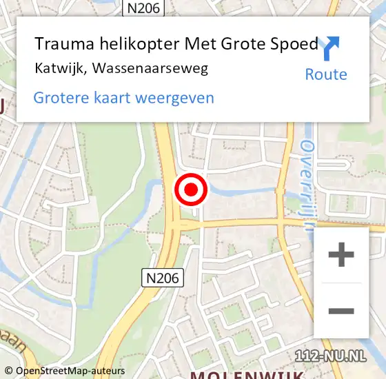 Locatie op kaart van de 112 melding: Trauma helikopter Met Grote Spoed Naar Katwijk, Wassenaarseweg op 29 oktober 2022 23:36