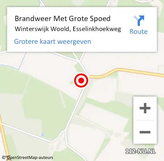 Locatie op kaart van de 112 melding: Brandweer Met Grote Spoed Naar Winterswijk Woold, Esselinkhoekweg op 29 oktober 2022 23:39