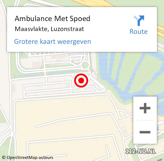 Locatie op kaart van de 112 melding: Ambulance Met Spoed Naar Maasvlakte, Luzonstraat op 30 oktober 2022 00:02