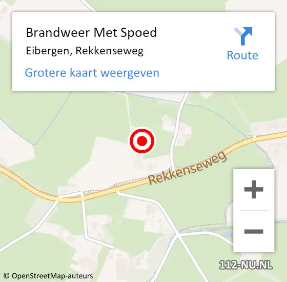 Locatie op kaart van de 112 melding: Brandweer Met Spoed Naar Eibergen, Rekkenseweg op 30 oktober 2022 00:16