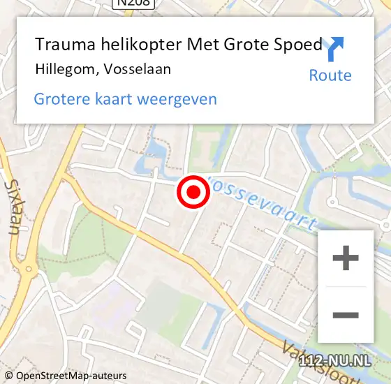 Locatie op kaart van de 112 melding: Trauma helikopter Met Grote Spoed Naar Hillegom, Vosselaan op 30 oktober 2022 00:18