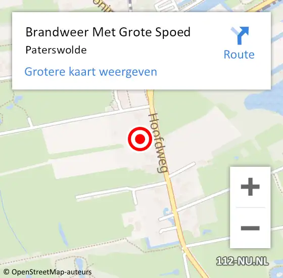 Locatie op kaart van de 112 melding: Brandweer Met Grote Spoed Naar Paterswolde op 30 oktober 2022 00:20