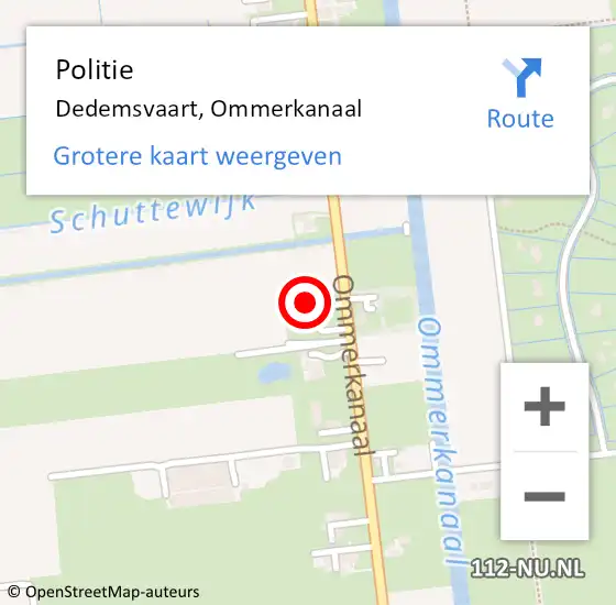 Locatie op kaart van de 112 melding: Politie Dedemsvaart, Ommerkanaal op 30 oktober 2022 00:31